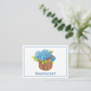 Personalised Nantucket Basket with Blue Hydrangeas Card