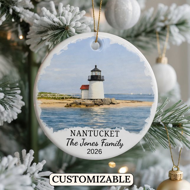 Personalised Nantucket Ornament, Massachusetts Ceramic Tree Decoration (Creator Uploaded)