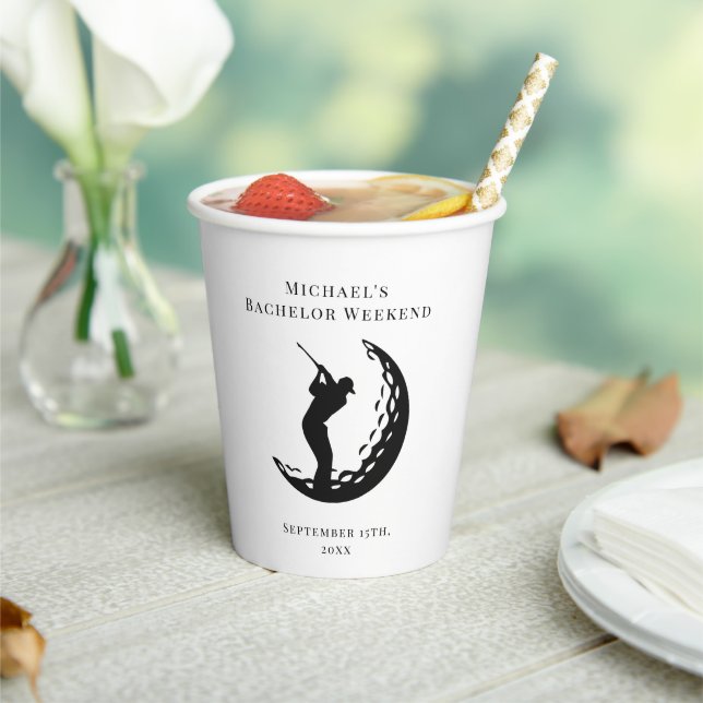 Personalised Napkin | Bachelor Golf Weekend Paper Cups (Insitu)