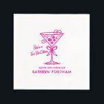 Personalised Napkins 18th Birthday Martini<br><div class="desc">An espresso martini shows that the guest of honour is "a tini bit older." Girly pink colour palette. Martini with a bow and espresso beans.</div>