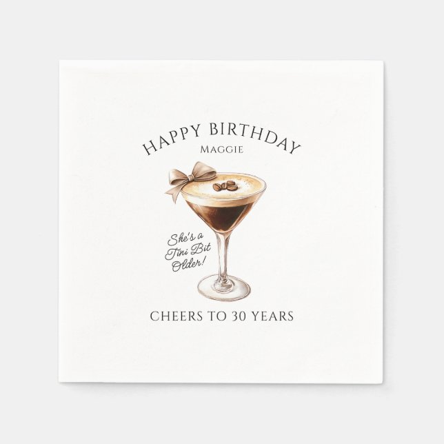 Personalised Napkins 30th Birthday Martini (Front)
