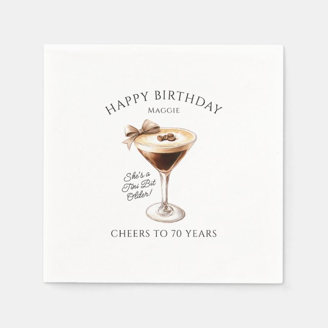 Personalised Napkins 70th Birthday Martini (Front)