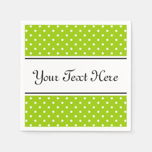 Personalised napkins   apple green and polka dots
