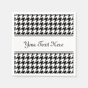 Personalised napkins black houndstooth pattern