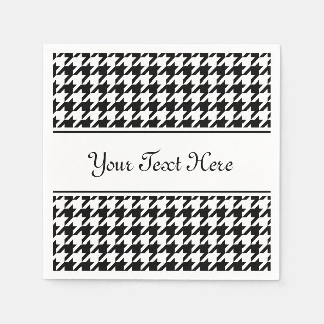 Personalised napkins | black houndstooth pattern (Front)