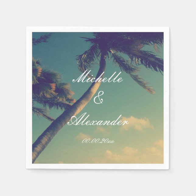 Personalised napkins for beach destination wedding (Front)