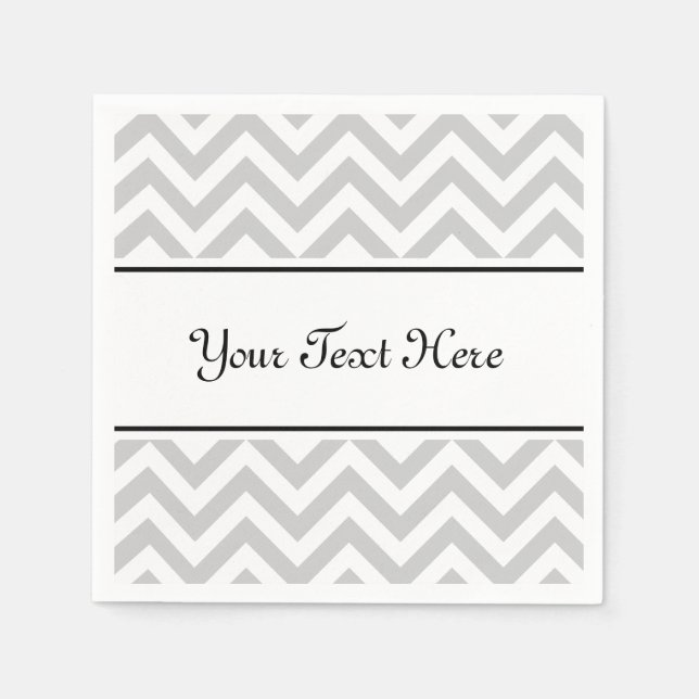 Personalised napkins | grey chevron pattern stripe (Front)