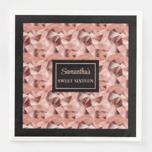 Personalised Napkins Rose Gold and Black Accent