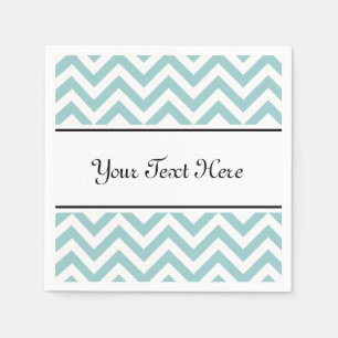 Personalised napkins teal chevron pattern stripe