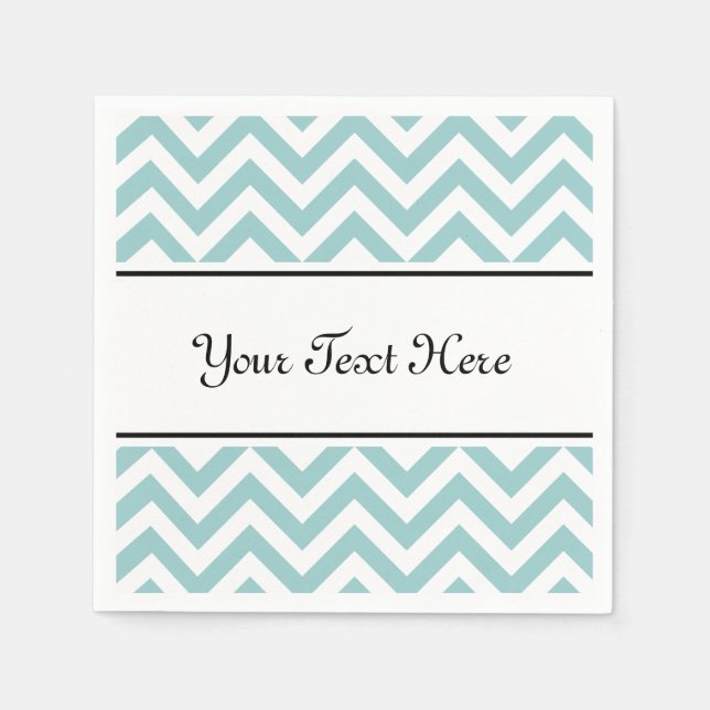 Personalised napkins | teal chevron pattern stripe (Front)