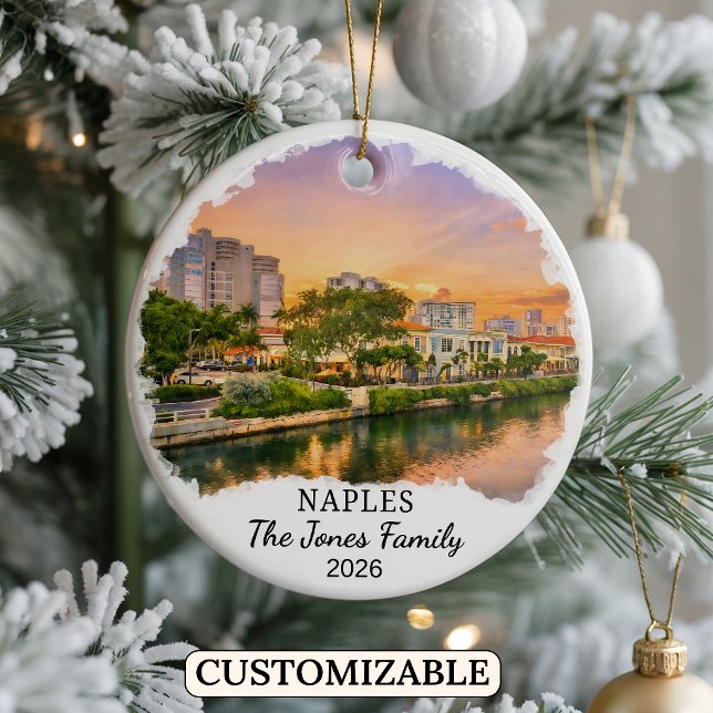 Personalised Naples Ornament, Custom Florida State Ceramic Tree Decoration (Creator Uploaded)
