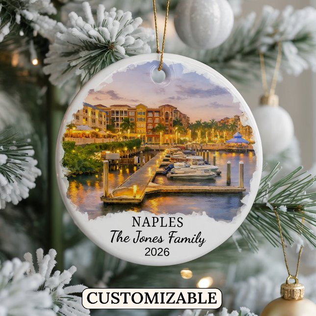 Personalised Naples Ornament, Custom Florida State Ceramic Tree Decoration (Creator Uploaded)
