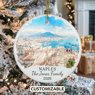 Personalised Naples Ornament, Italy Gift Ceramic Tree Decoration