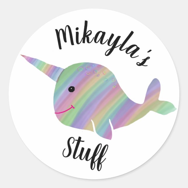 Personalised Narwhal "stuff" stickers (Front)