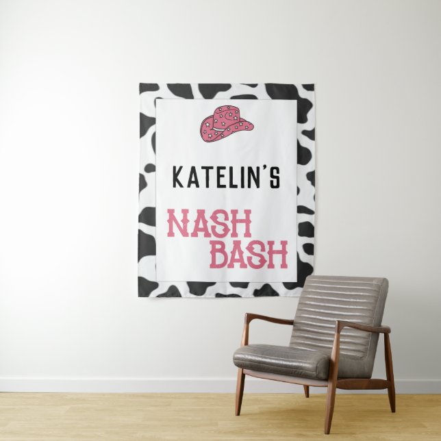 Personalised Nash Bash Cow Print Tapestry (In Situ)