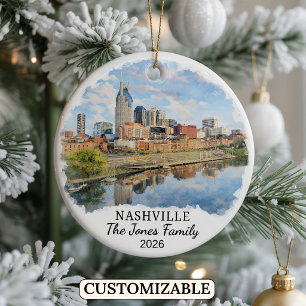 Personalised Nashville Ornament, Custom Tennessee Ceramic Tree Decoration