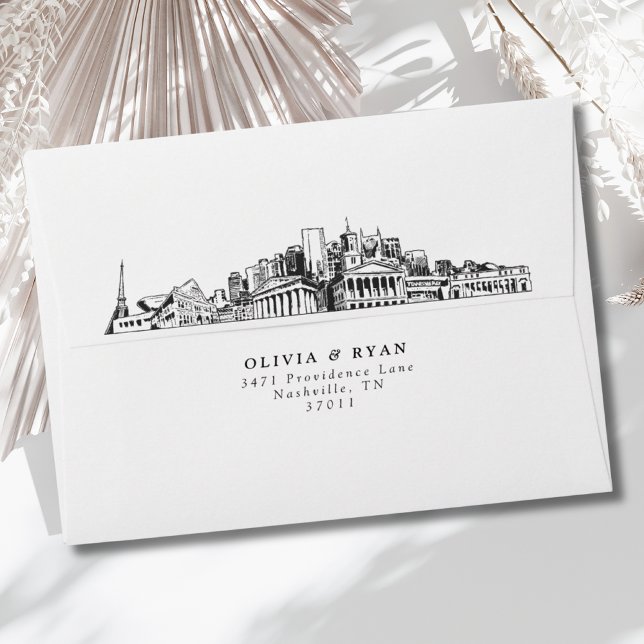 Personalised Nashville Skyline Sketch Envelope (Nashville Envelopes)