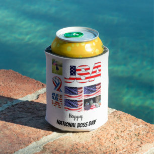 Personalised National Boss Day 8 Photo Collage Can Cooler