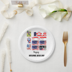 Personalised National Boss Day 8 Photo Collage Paper Plate