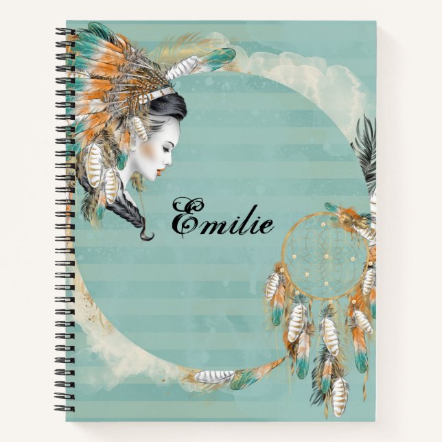 Personalised Native American Spiral Notebook (Front)