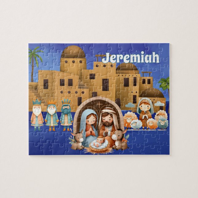 Personalised Nativity  Jigsaw Puzzle (Horizontal)