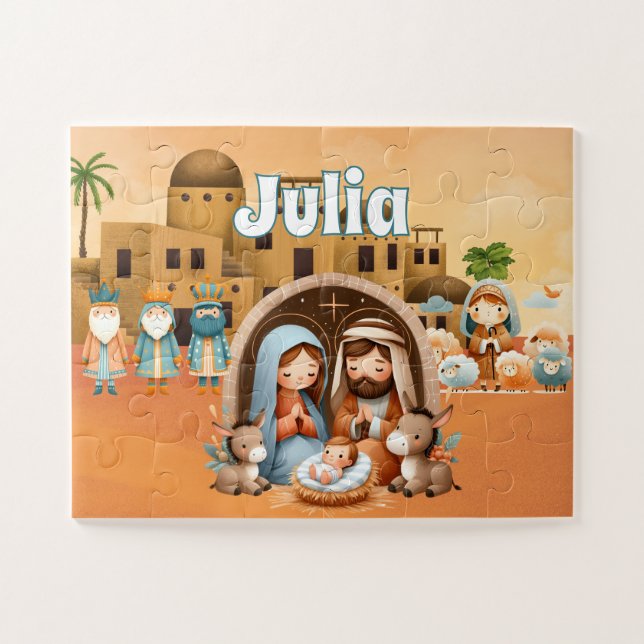 Personalised Nativity  Jigsaw Puzzle (Horizontal)