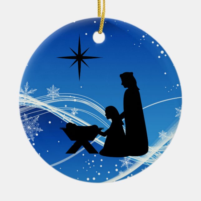 Personalised Nativity Scene Christmas Ornament (Front)