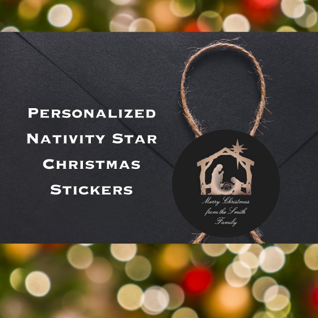 Personalised Nativity Star Christmas sticker (Personalized Nativity Star Christmas stickers)