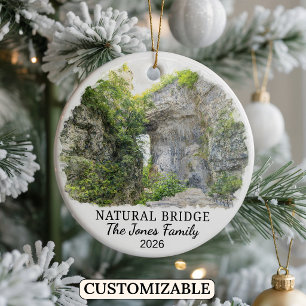 Personalised Natural Bridge Ornament, Virginia Ceramic Tree Decoration