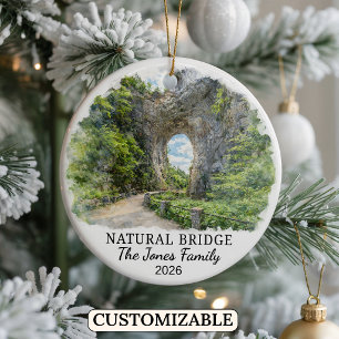 Personalised Natural Bridge Ornament, Virginia Ceramic Tree Decoration