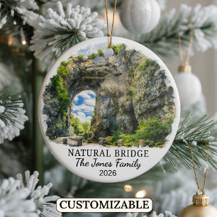 Personalised Natural Bridge Ornament, Virginia Ceramic Tree Decoration