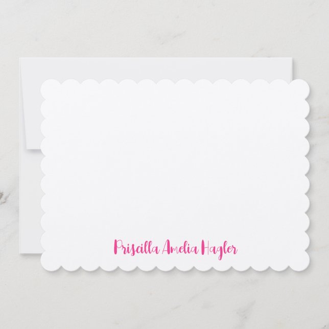 Personalised Natural Flat Note with Pink Script Card (Front)