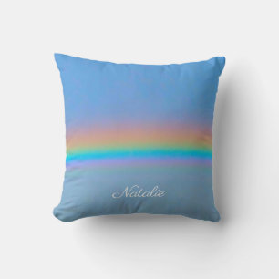Personalised natural real rainbow cushion