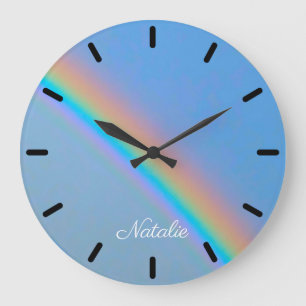 Personalised natural real rainbow large clock