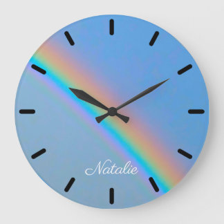 Personalised natural real rainbow large clock
