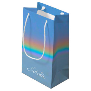 Personalised natural real rainbow small gift bag