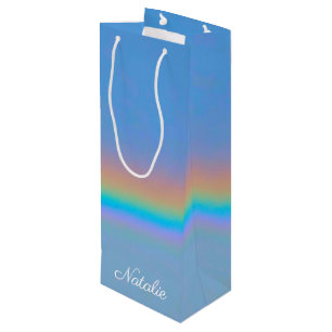 Personalised natural real rainbow wine gift bag