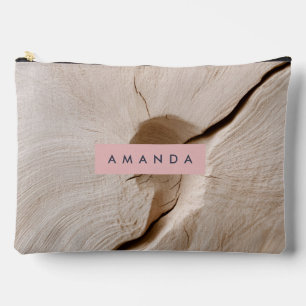 Personalised Natural Wood Grain Texture Accessory Pouch