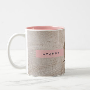 Personalised Natural Wood Grain Texture Two-Tone Coffee Mug