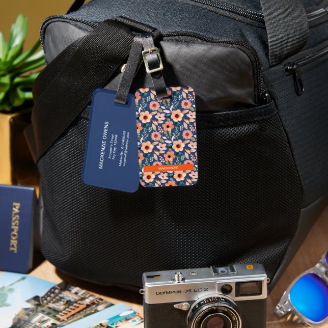 Personalised Nature's Florals Luggage Tag (Front & Back)