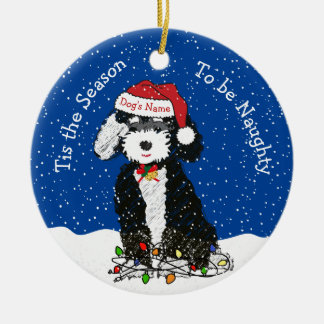 Personalised Naughty Bernedoodle Ceramic Ornament