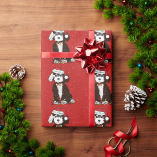 Personalised Naughty Bernedoodle Red Xmas Wrapping Paper