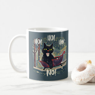 Personalised Naughty Black Cat Sled anti Christmas Coffee Mug