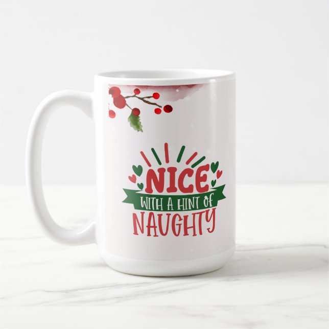 Personalised Naughty But Nice Holiday Coffee Mug (Left)