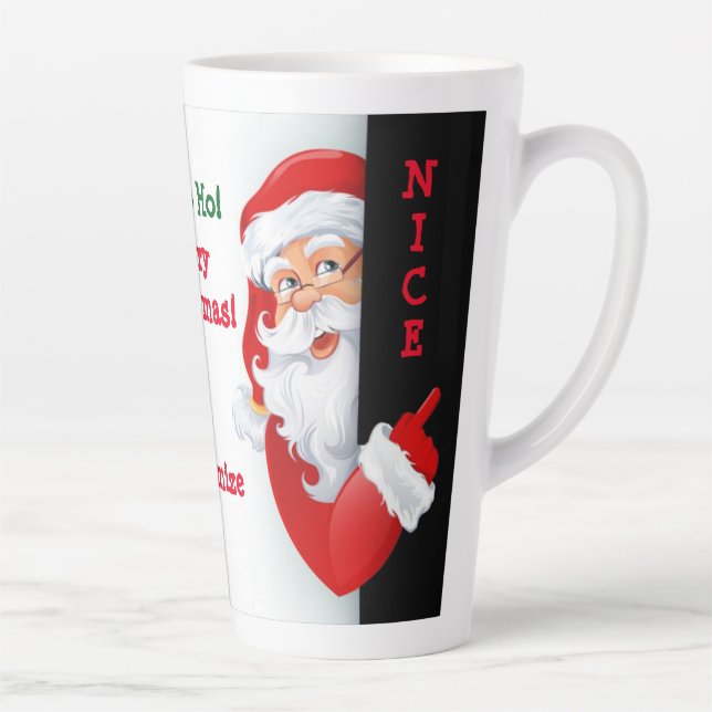 Personalised Naughty & Nice Santa Latte Mug (Right)