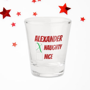 Personalised Naughty or Nice Christmas Shot Glass