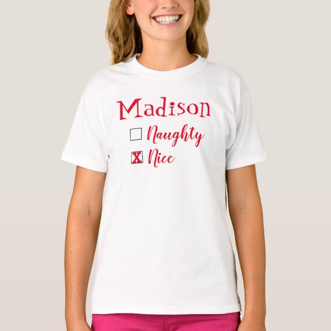 Personalised Naughty or Nice T-Shirt (Front)
