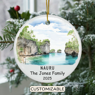 Personalised Nauru Ornament, Oceania Ceramic Tree Decoration