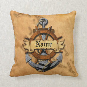 Personalised Nautical Anchor And Wheel Cushion