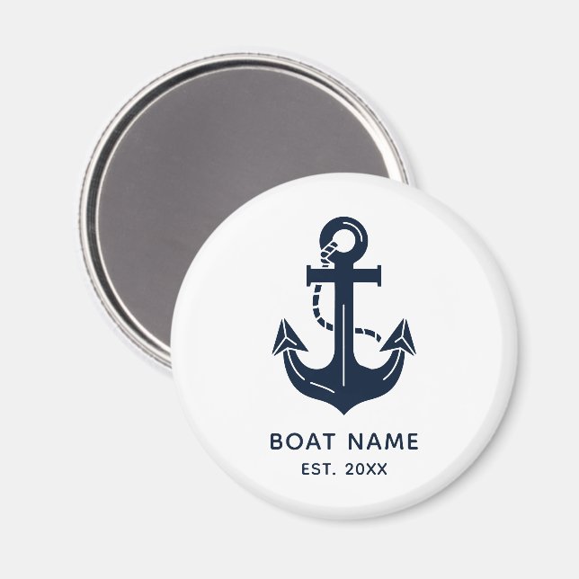 Personalised Nautical Anchor Boat Name Magnet (Front/Back)